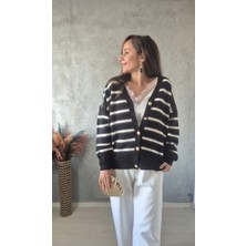 Filiz Yılmaz Butik Sakallı Çızgili Hırka