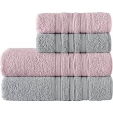 Storemax Pamuklu 50X90-70X140 cm 4'lü Banyo Havlu Seti (Pembe)
