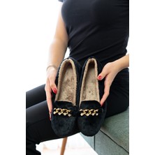 Sunstep Yumuşak Peluş Kadın Taşlı Ev Babeti Hafif Taban Panduf Ev Pandufu