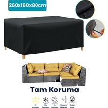 Dokaca Siyah 260X160X80 Dış Mekan Mobilya Koruma Örtüsü Bahçe Mobilya Örtüsü Su ve Toz Geçirmez