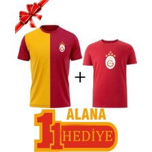 Galatasaray Orijinal Parçalı Sarı Kırmızı T-Shirt 5 Yıldız Kırmızı T-Shirt Hediyeli