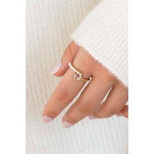 Trend Collection Gold Inci & Zirkon Taş Detaylı Ayarlanabilir Şık Kadın Yüzük