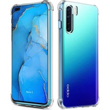 Ennar Oppo Reno 3 Uyumlu Darbeye Dayanıklı Köşe Korumalı Kılıf Anti Şok Şeffaf Kapak