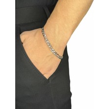 Winy Concept Gümüş Renk Unisex Çelik Bileklik - 25 cm Modern Zincir Tasarım