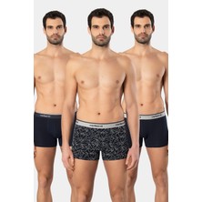 Cacharel Erkek Desenli Likralı Boxer 3'lü Paket 1339/LACIVERT 7