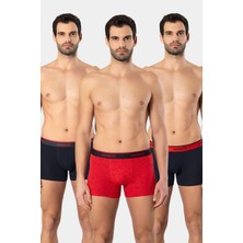 Cacharel Erkek Desenli Likralı Boxer 3'lü Paket 1339/LACIVERT 2