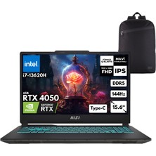 MSI Msı Cyborg 15 I7-13620H 32-Gbddr5 4 Tbssd RTX4050 (6gb) 15.6" Fhd 144Hz Windows 10 Home + Zg Sırt Çantası A13VE-897XTRZG86