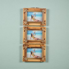 Elifeshop El Yapımı Doğal Ahşap 3’lü Bambu Bamboo Fotoğraf Çerçevesi Dekoratif Ev Ofis Hediyesi Duvar Süsü - 2