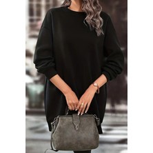 Mossta Bisiklet Yaka Kısa Iki Iplik Elbise - Siyah