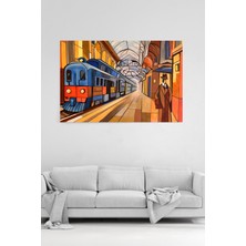 HonataDizayn Tren Garı Modern Kanvas Tablo %100 Pamuk Dokulu Tuval  Manzaralı Tablo
