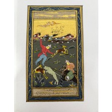 Hasyılmaz Şahane Avın Hikâyesi Adlı El Yapımı Minyatür Resim 21X12 cm
