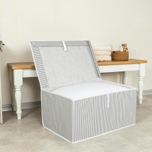 Storemax Çok Amaçlı Depolama Saklama Kutusu, Kapaklı Organizer Sandık, Katlanabilir Hurç, Cırt Cırtlı (Gri, 60 x 40 x 30)