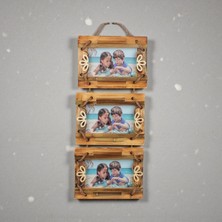 Elifeshop El Yapımı Doğal Ahşap 3’lü Bambu Bamboo Fotoğraf Çerçevesi Dekoratif Ev Ofis Hediyesi Duvar Süsü - 4