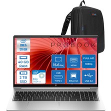 Hp Probook 450 G10 Intel Core I5 1334U 4.6ghz 40GB 2tb SSD Iris® Xe Graphics Freedos 15.6" IPS Fullhd (1920X1080) 250NITS Taşınabilir Bilgisayar H9C8KE8ATF24 + Zetta Çanta