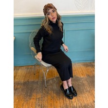 Pusula Sepeti Kadın Uzun Kollu Balıkçı Yaka Şardonlu Bluz Etek Takım