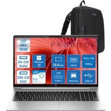Hp Probook 450 G10 Intel Core I5 1334U 4.6ghz 64GB 256GB SSD Iris® Xe Graphics Windows 11 Pro 15.6" IPS Fullhd (1920X1080) 250NITS Taşınabilir Bilgisayar H9C8KE8ATP31 + Zetta Çanta