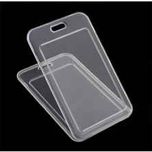 AyrStore Premium Kart Kılıfı Şeffaf Dikey Yaka Kartı Kart Koruyucu