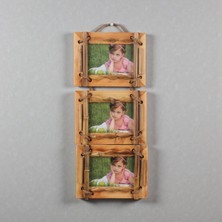 Elifeshop El Yapımı Doğal Ahşap 3’lü Bambu Bamboo Fotoğraf Çerçevesi Dekoratif Ev Ofis Hediyesi Duvar Süsü - 6