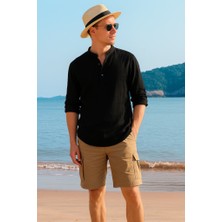 Pusula Sepeti Erkek Uzun Kollu Hakim Yaka Düğmeli Erkek Müslim Gömlek