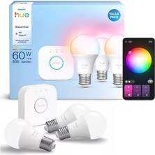 Philips Hue Essential 3'lü E27 Ampul Başlangıç Seti 806 Lumen