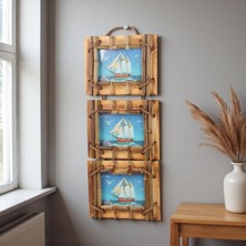 Elifeshop El Yapımı Doğal Ahşap 3’lü Bambu Bamboo Fotoğraf Çerçevesi Dekoratif Ev Ofis Hediyesi Duvar Süsü - 9
