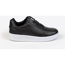 North Of London 1011 Siyah - Beyaz Cilt Kaymaz Taban Günlük Spor Ayakkabı