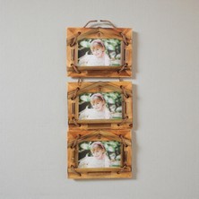 Elifeshop El Yapımı Doğal Ahşap 3’lü Bambu Bamboo Fotoğraf Çerçevesi Dekoratif Ev Ofis Hediyesi Duvar Süsü - 8