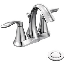 Moen Eva Krom Iki Kulplu Centerset Banyo Lavabo Bataryası Tahliye Montajlı, 6410