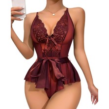 Selveta Zarif Dantel ve Tül Detaylı Fantezi Babydoll Gecelik
