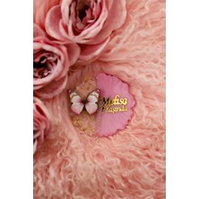 Broşürevim Pembe Renkli Kelebek Figürlü Kişiye Özel Kız Çocuk Doğum Günü Epoksi Magnet 20 Adet