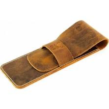 AyrStore Modica® Zey - Natürel Hakiki Deri Kalemlik (Taba)