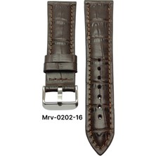 24 Mm-Mrv Bombeli Kahverengi Kroko Doğal Dikiş Deri Kordon