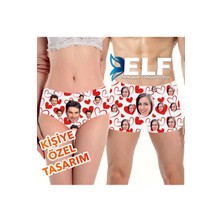Elf Reklam Kişiye Özel Sevgili Çift Boxer + Külot Baskılı