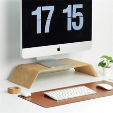 AyrStore Dayanıklı Ağaç Monitör Ayağı ve Yükseltici Bilgisayar Standı (Kayın)