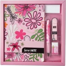 AyrStore Defter Setı - Desenli Seker Pembe Özel Kutuda