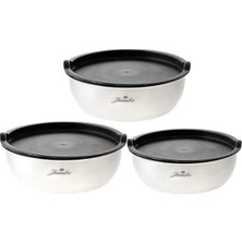 AyrStore Globe Mat 3'lü Saklama Kabı, Gri, 18 20 24 cm