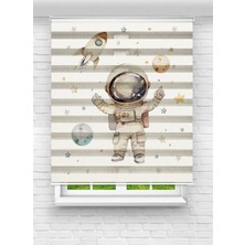 MAS Erkek Çocuk Odası Uzay ve Astronot Desenli Dijital Baskılı Zebra - Stor Perde