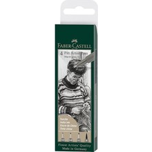 AyrStore Faber-Castell Pitt Artist Pen Çizim Kalemi Seti, 4’lü (S, F, M, B Uç), Suya ve Solmaya Dayanıklı