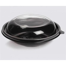 AyrStore Kullan At Siyah Şeffaf Kapaklı Salata Kasesi 16 Adet