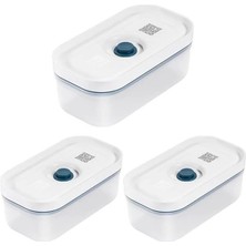 AyrStore Zwilling Fresh & Save Vakumlu Saklama Kabı, S, Plastik, Yari Şeffaf-Akdeniz Mavisi 3lü Paket