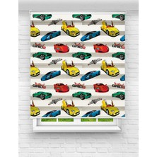 MAS Erkek Çocuk Odası Için Spor Arabalar Desenli Baskılı Zebra Perde – Hızlı ve Eğlenceli Tasarım