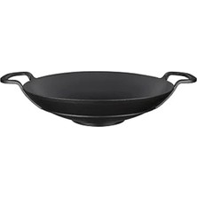 AyrStore Döküm Wok Tava, Metal Kulplu, 38CM, Siyah