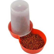 AyrStore Hazneli Plastik Kedi-Köpek Mama ve Su Kabı 1,5 Lt Yuvarlak Turuncu