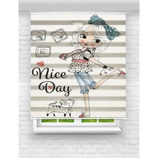 MAS Cute World Baskılı Zebra Perde | Çocuk Odası Için Renkli ve Sevimli Stor Perde