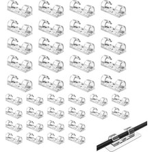 AyrStore 40 Adet Yapışkanlı Kablo Klipsi Seti – Kablo Düzenleyici, Masa Üstü ve Duvar Için Kablo