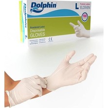 AyrStore Dolphin Beyaz Lateks Eldiven Pudralı L 100 Adet