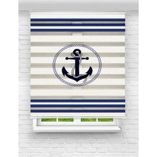 MAS Çocuk Odası Denizci Çapa Baskılı Zebra Perde | Desenli Stor Perde