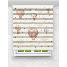 MAS Çocuk Odası Uçan Balon ve Renkli Yıldızlar Temalı Zebra Stor Perde