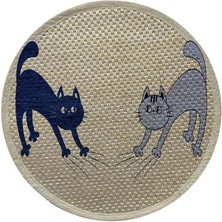 AyrStore Desenli Çift Taraflı Kedi Tırmalama Paspası Yuvarlak Blue-Gray 36 * 36 cm