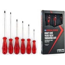 AyrStore Izeltaş 4120008106 Kraft Seri Yıldız Uçlu Tornavidalar, Krom Vanadyum Çelik, 6'lı, Kırmızı